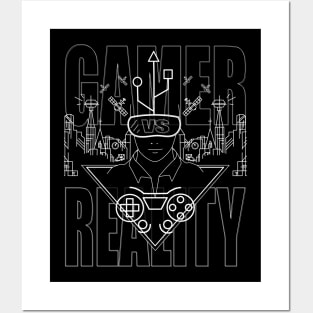 gaming, gamer, future, nerd, computer, games, retro, abstract, reality, gift, technology Posters and Art